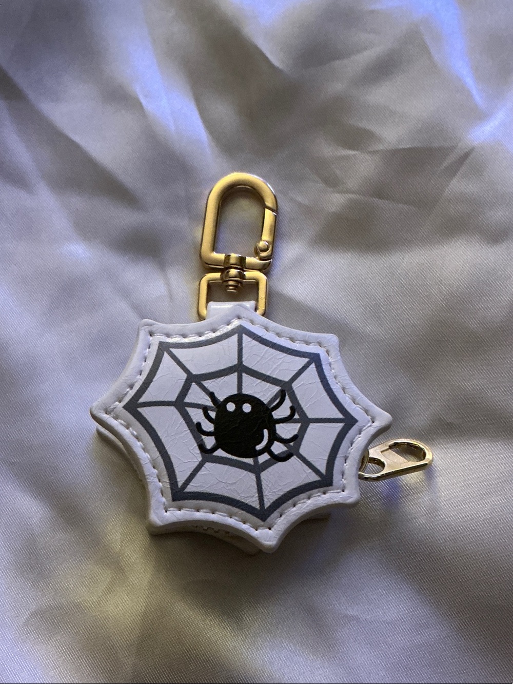 White Spider Web Keychain Clip - Cute Spider Design